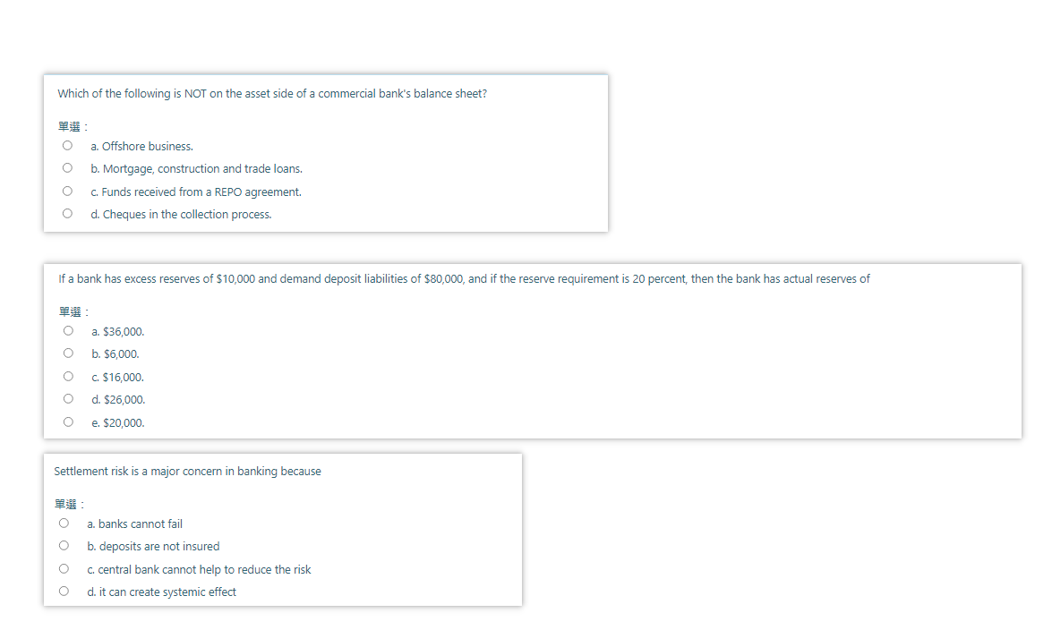 Solved Which of the following is NOT on the asset side of a | Chegg.com