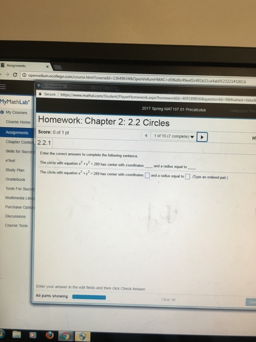 solved-the-circle-with-equation-x-2-y-2-269-has-center-chegg