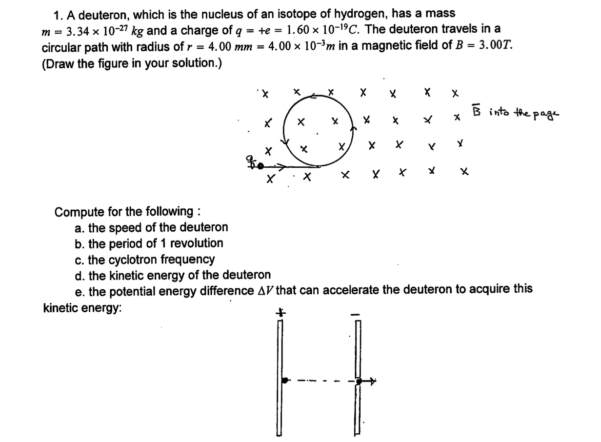 Solved 1. A Deuteron, Which Is The Nucleus Of An Isotope Of | Chegg.com