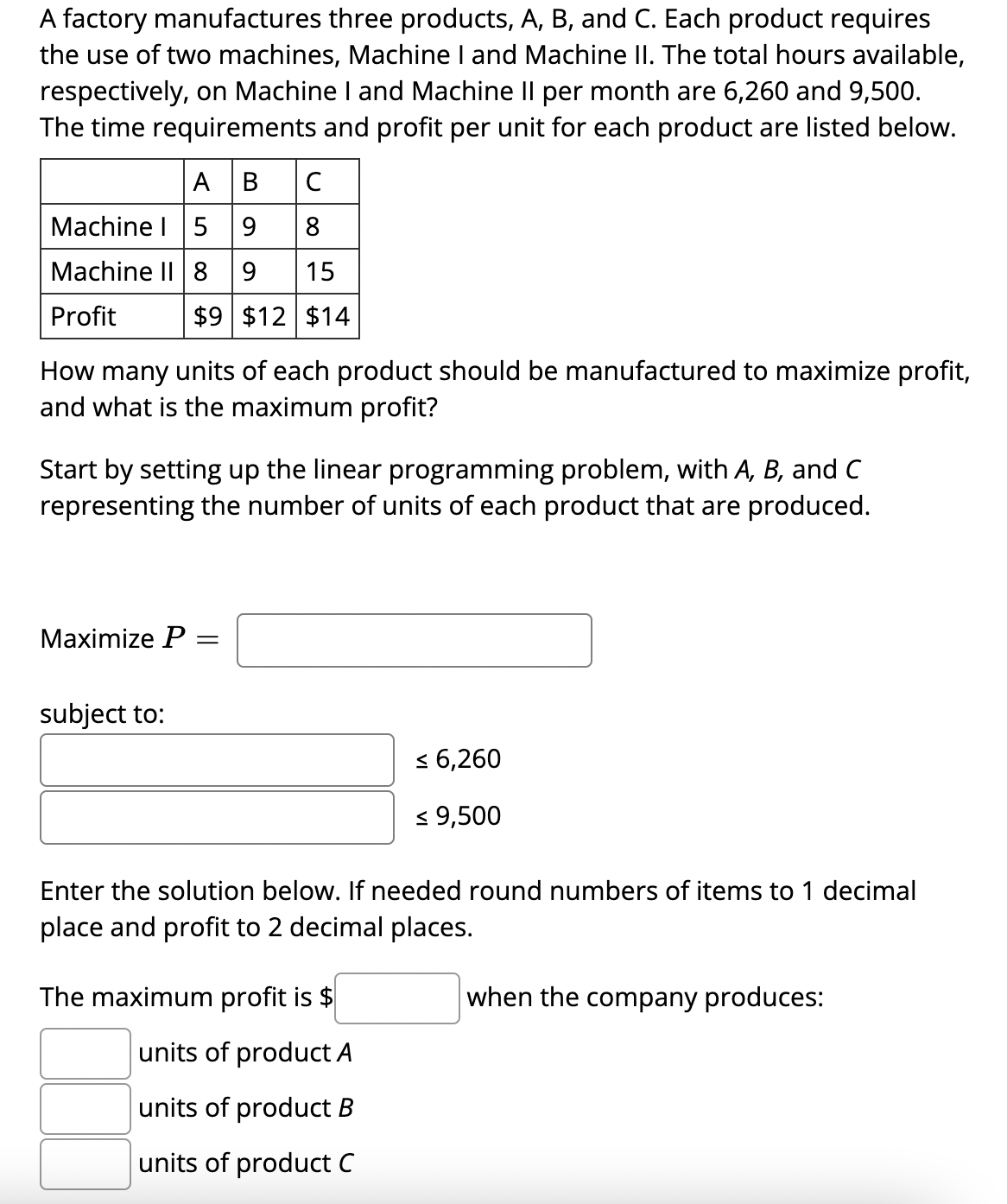 Solved A Factory Manufactures Three Products, A, B, And C. | Chegg.com