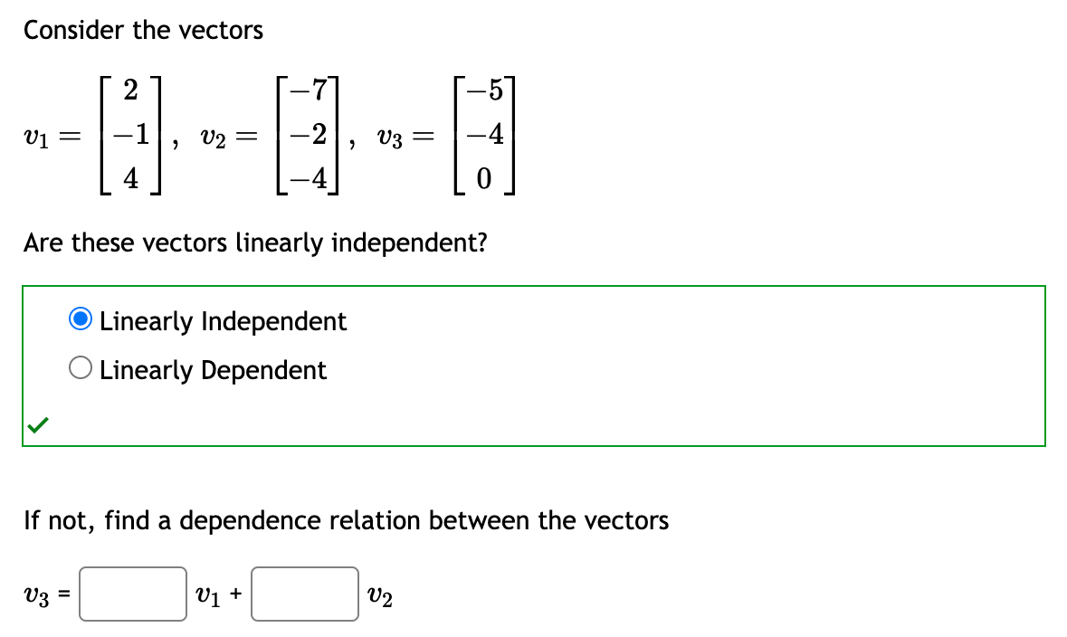 Solved Consider The Vectors | Chegg.com