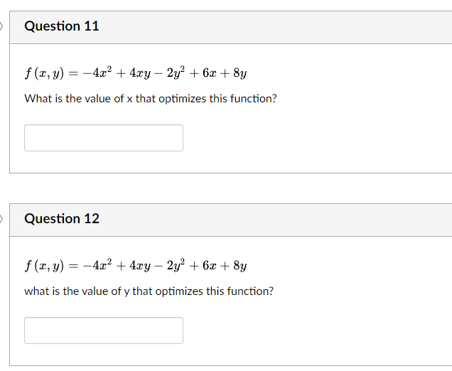 Solved F X Y −4x2 4xy−2y2 6x 8y What Is The Value Of X That