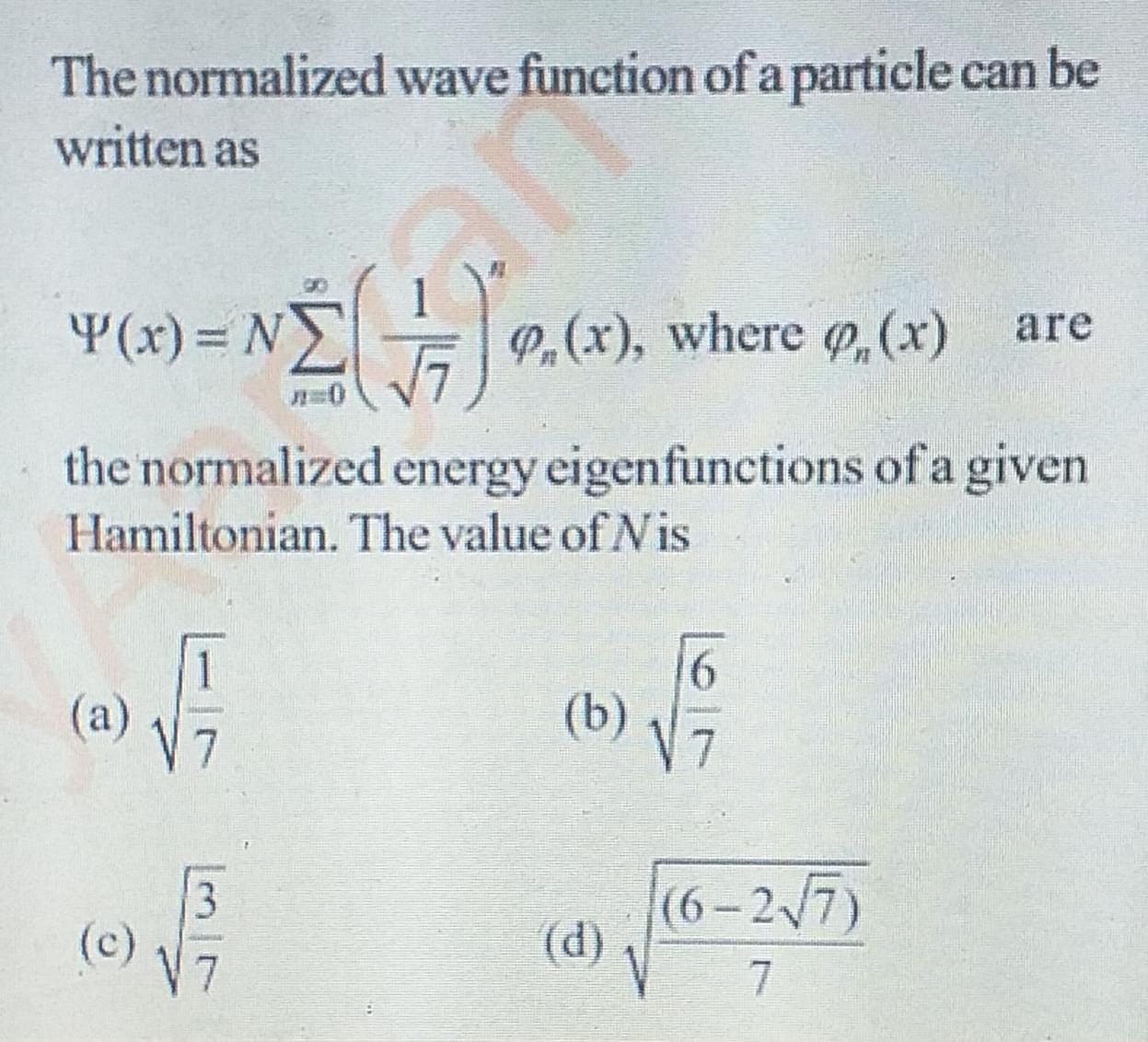 Solved The normalized wave function of a particle can | Chegg.com
