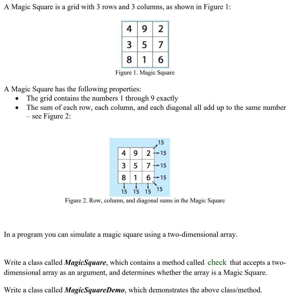 Solved A Magic Square is a grid with 3 rows and 3 columns, | Chegg.com