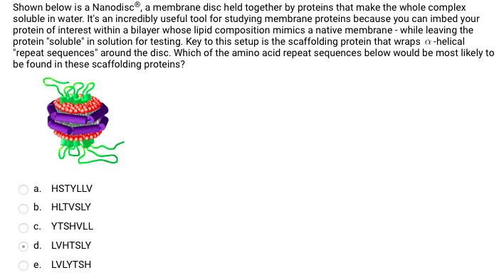 Solved Shown below is a Nanodisc®, a membrane disc held | Chegg.com