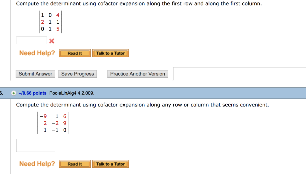 Solved Compute the determinant using cofactor expansion Chegg