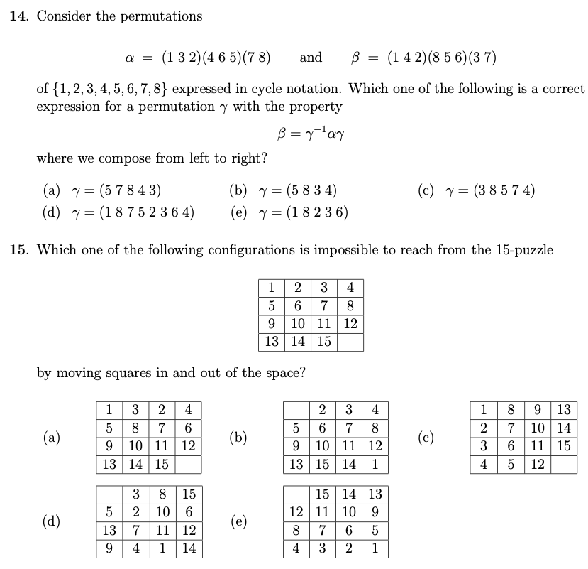 14 Consider The Permutations A 132 4 6 5 78 Chegg Com