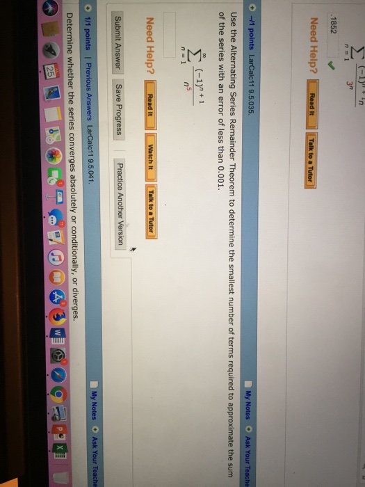 Solved 3n 1852 1 points LarCalc11 9.5.035 Use the | Chegg.com