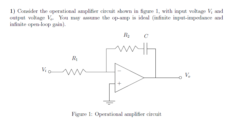 Solved 1) Consider The Operational Amplifier Circuit Shown | Chegg.com