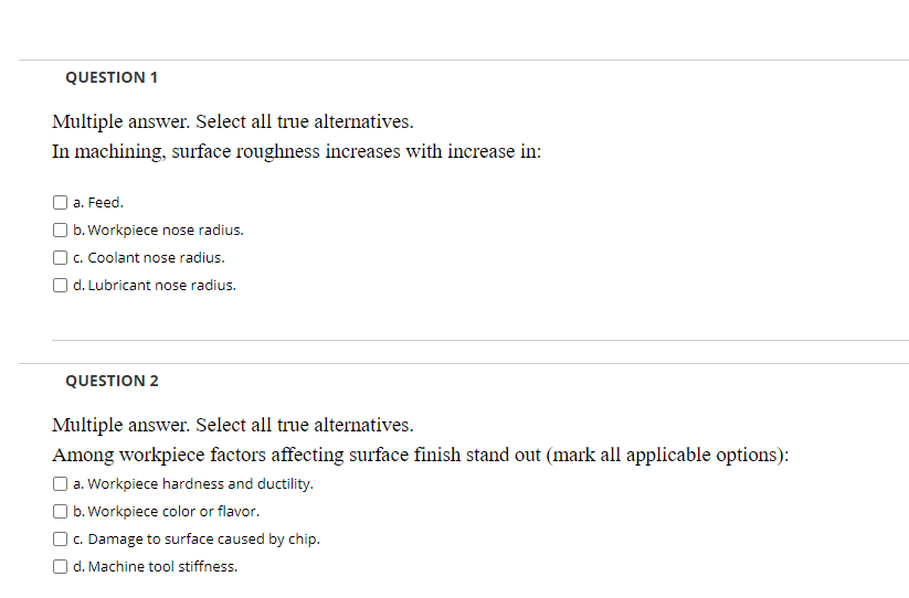 Solved Question Multiple Answer Select All True Chegg Com