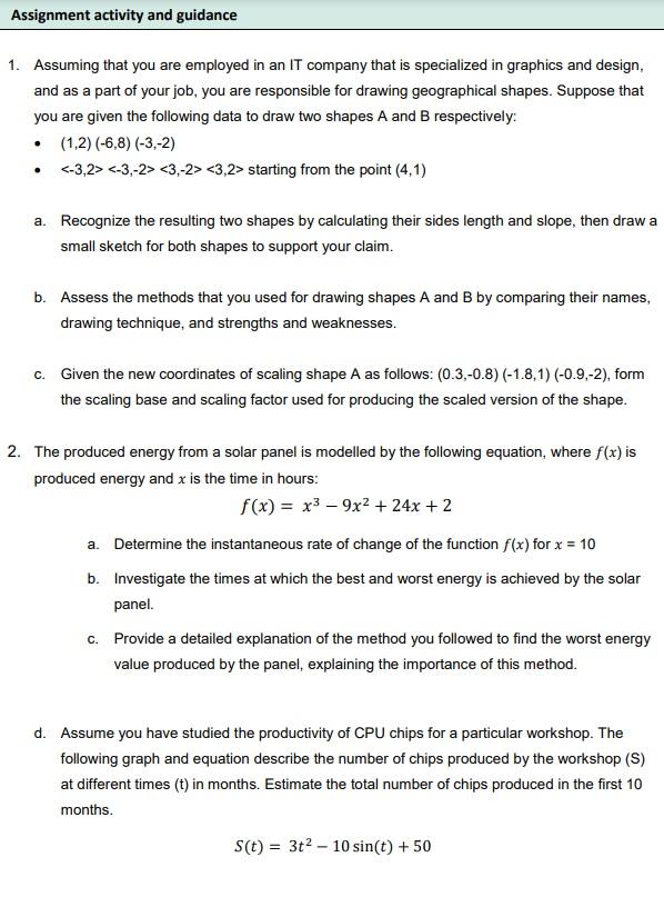 Solved Assignment activity and guidance 1. Assuming that you | Chegg.com