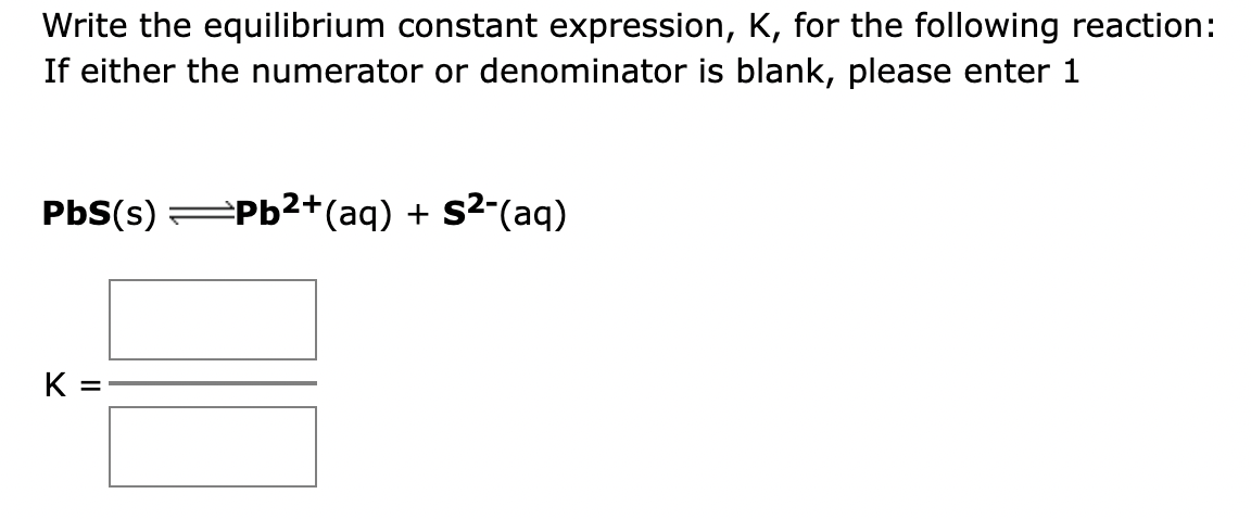 Solved Write The Equilibrium Constant Expression K Fo 0351