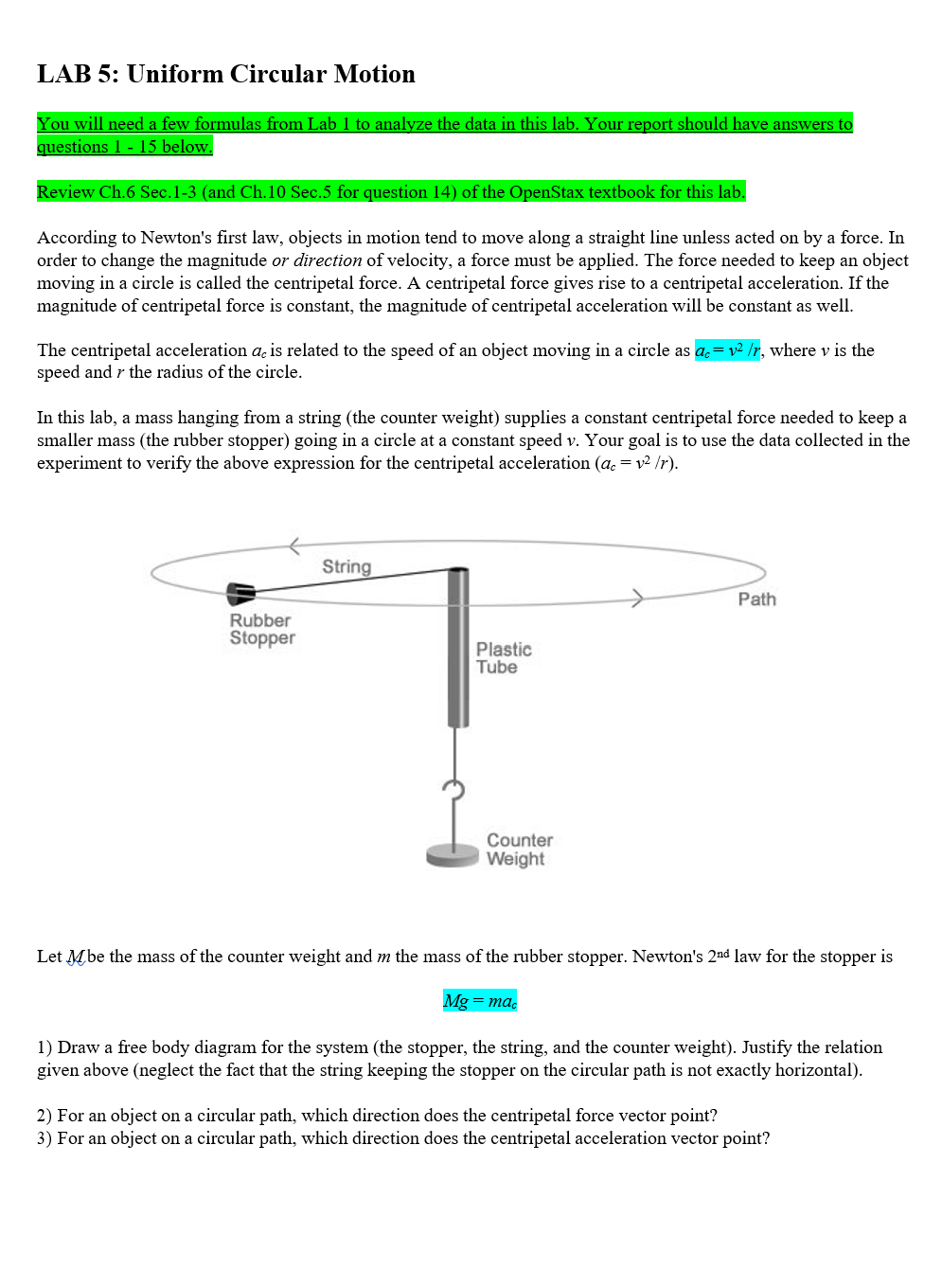 conclusion of centripetal force experiment