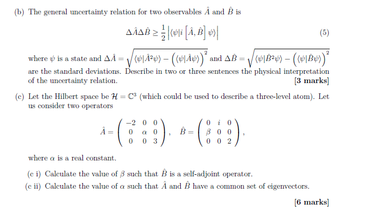 Solved B The General Uncertainty Relation For Two Obser Chegg Com