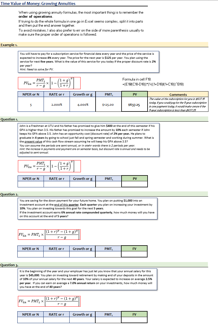 Solved When using growing annuity formulas, the most | Chegg.com