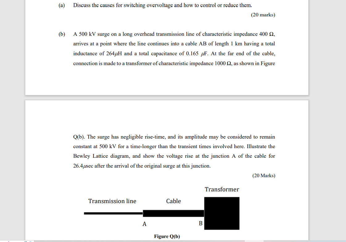Solved (a) Discuss the causes for switching overvoltage and