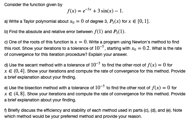 Solved Consider the function given by f(x)= € 3x + 3 sin(x) | Chegg.com