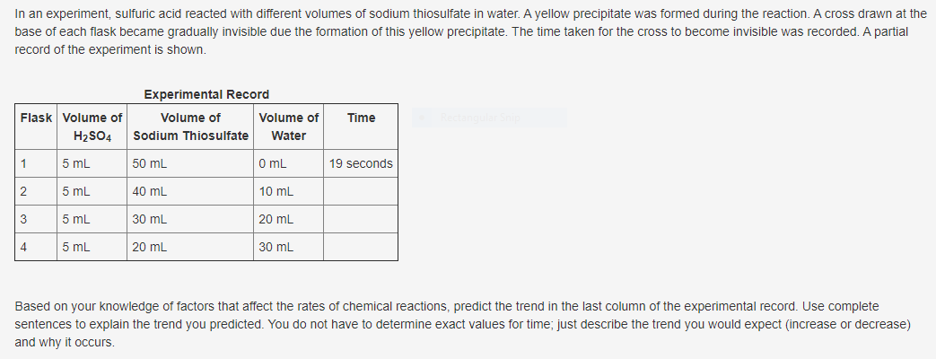 sodium thiosulfate and sulfuric acid experiment