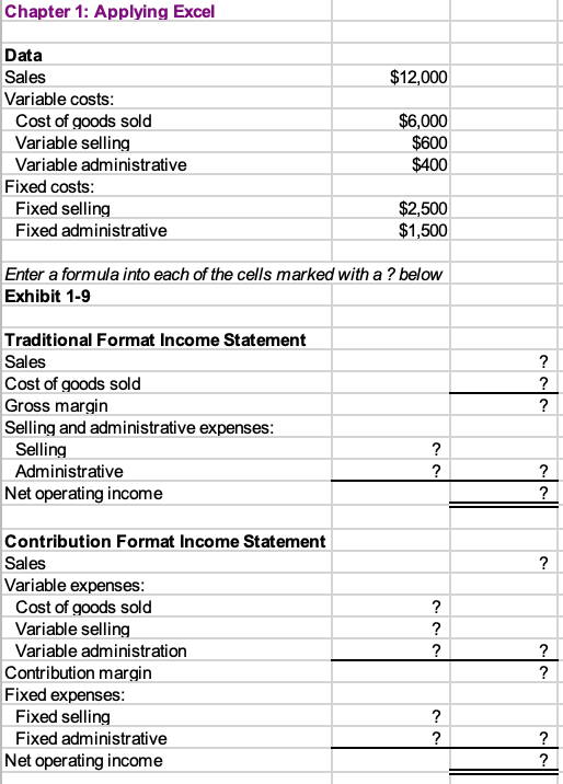 Solved Download the Applying Excel form and enter formulas | Chegg.com