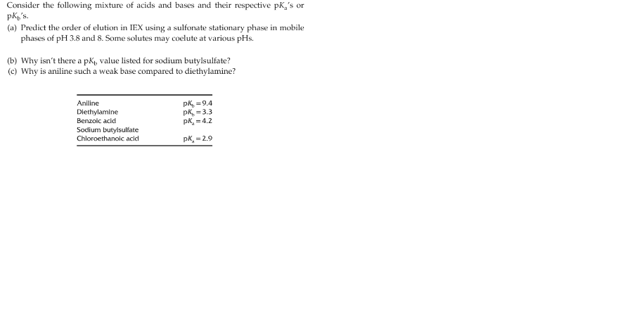 Solved Consider the following mixture of acids and bases and | Chegg.com