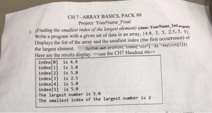 solution practice problems array problems | pdf |... Solved CH 7-ARRAY BASICS, PACK #6 Project: YourName_Final 2. | Chegg.com