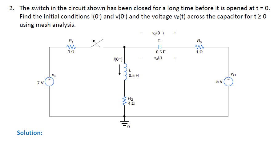 Solved 2. The switch in the circuit shown has been closed | Chegg.com