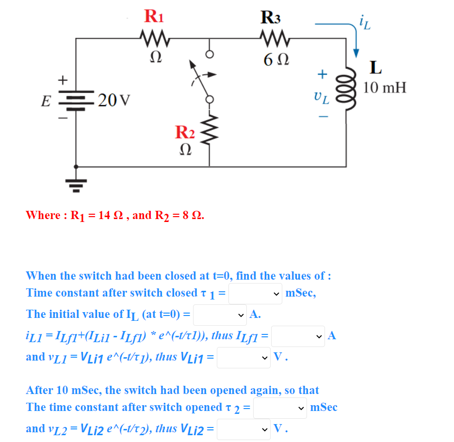 Solved Where :R1=14Ω, and R2=8Ω. When the switch had been | Chegg.com