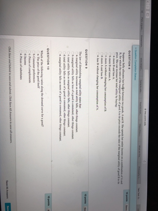Solved Take Test QUESTION 8 10 points Save Suppose Sally | Chegg.com