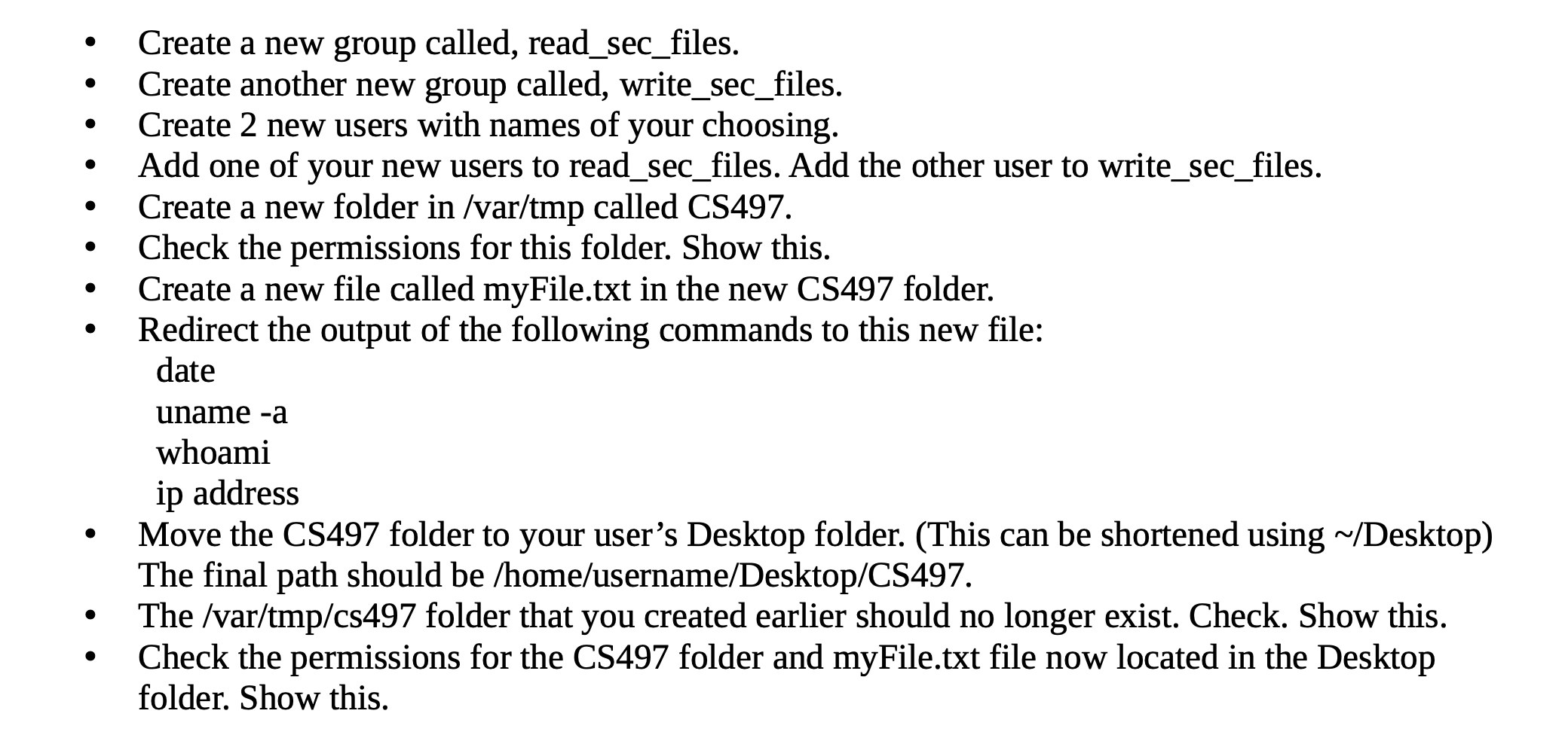 Create a new group called, read_sec_files. | Chegg.com
