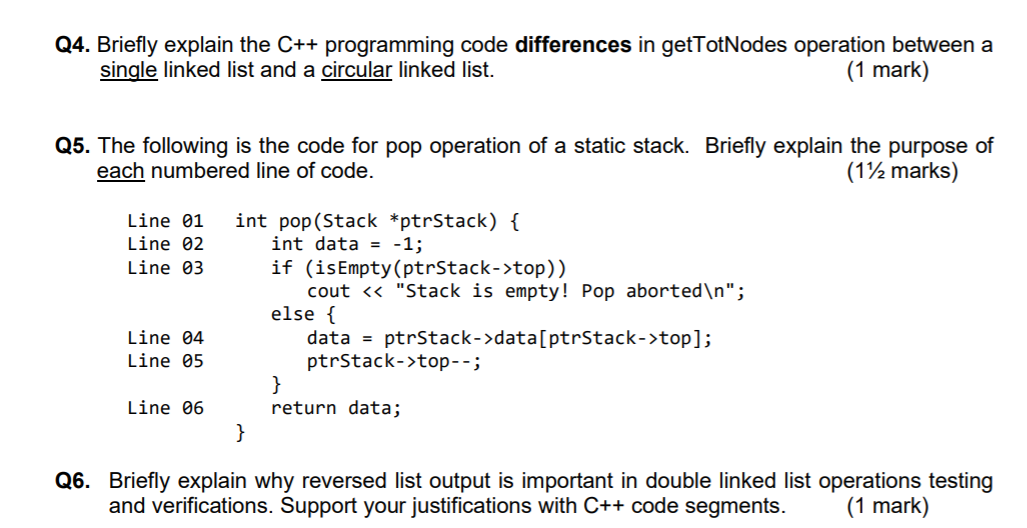 Solved Q4. Briefly explain the C++ programming code | Chegg.com