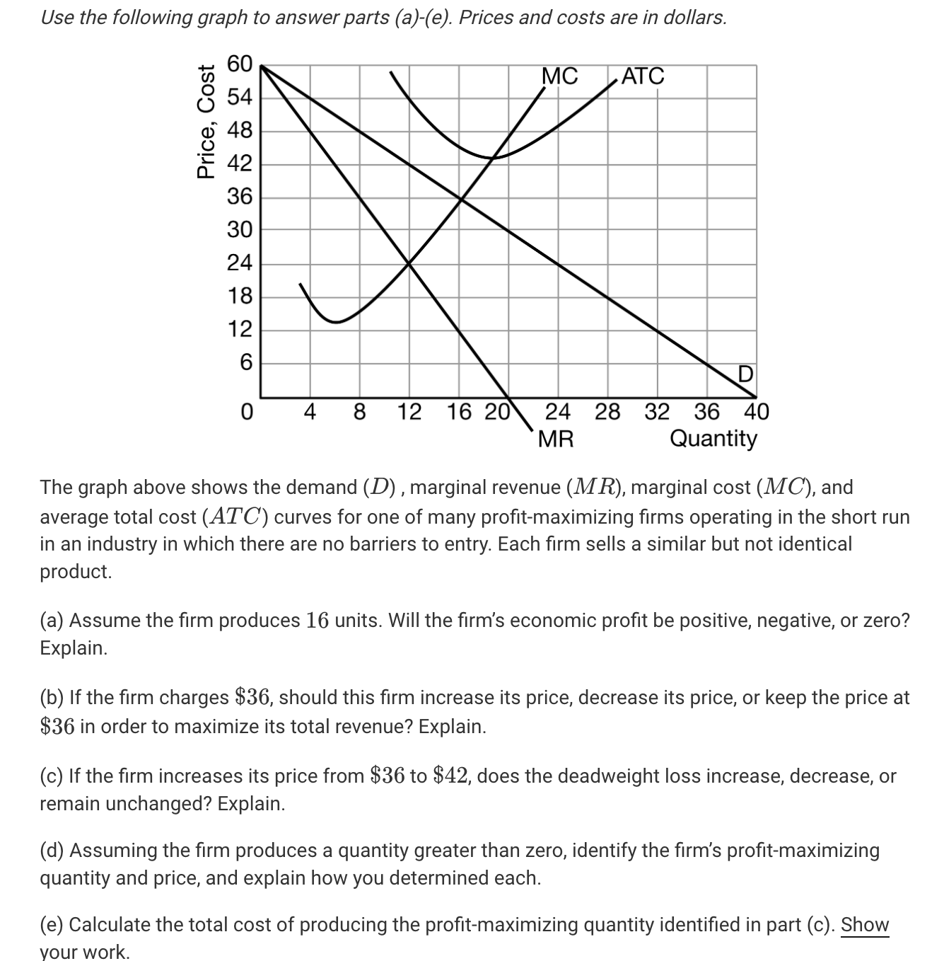 [Solved] Use the following graph to answer parts (a)(e).
