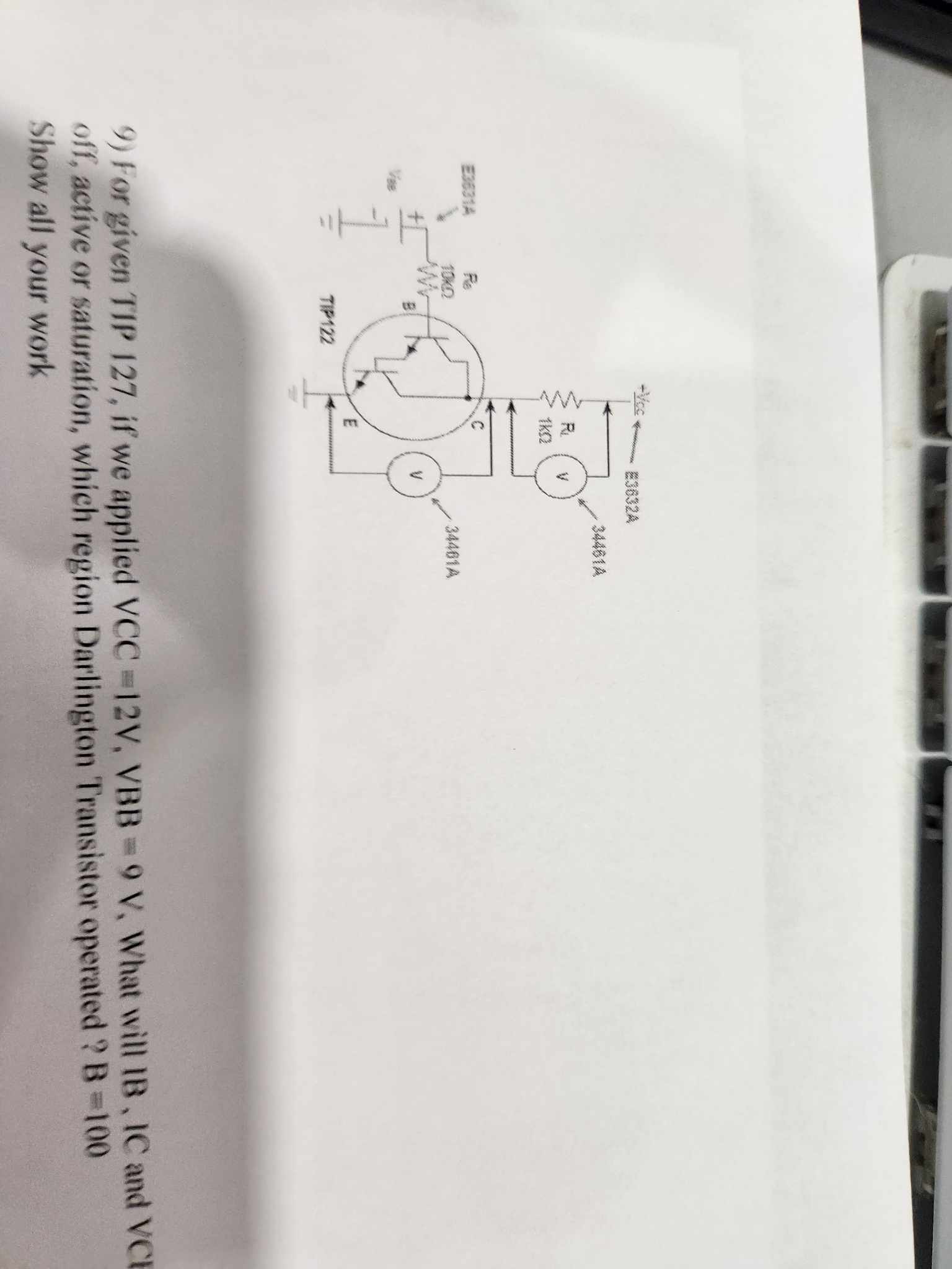 9) For Given TIP 127, If We Applied VCC =12 V,VBB=9 | Chegg.com