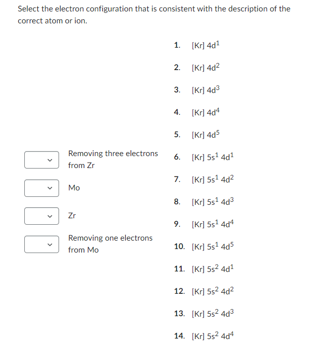 Solved Select the electron configuration that is consistent | Chegg.com