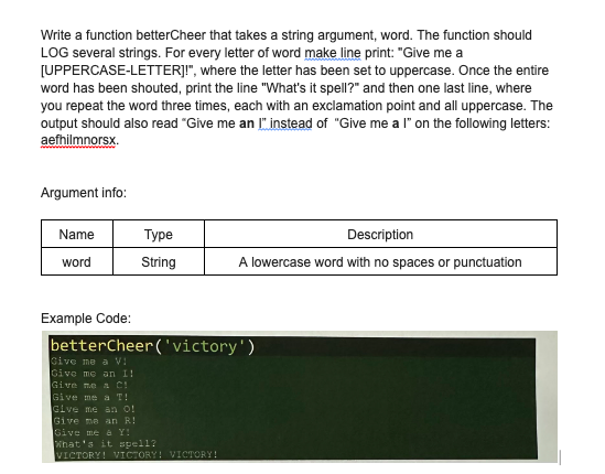 Solved Write a function betterCheer that takes a string | Chegg.com