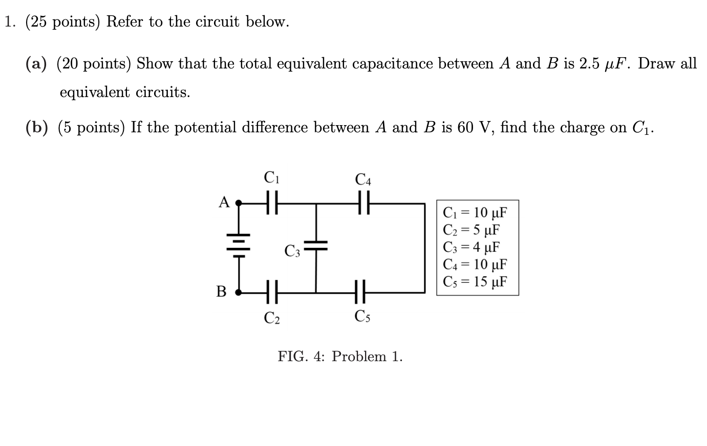 Solved 1 25 Points Refer To The Circuit Below A 20