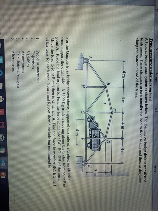 Solved Paragraph A typical bridge truss system is shown | Chegg.com