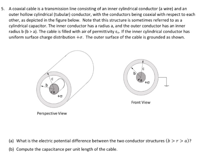 Solved . A coaxial cable is a transmission line consisting