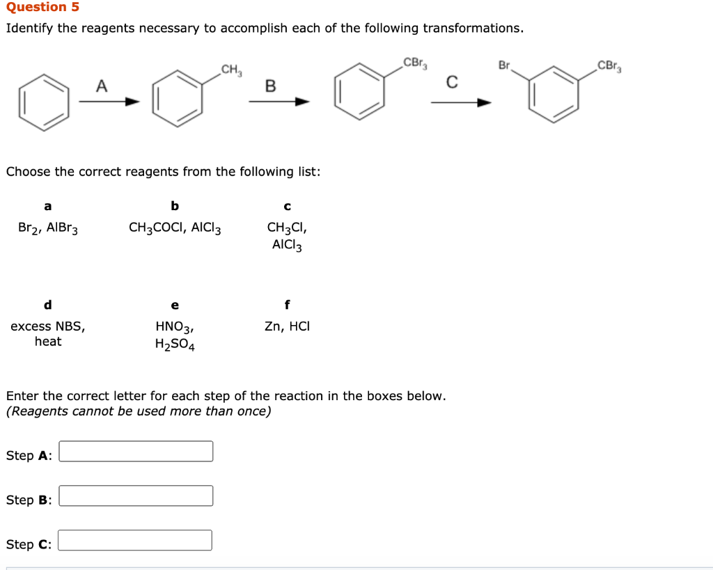 Solved Question 1 Identify the reagents necessary to | Chegg.com