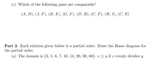 Solved Part 1 The Drawing Below Shows A Hasse Diagram For A