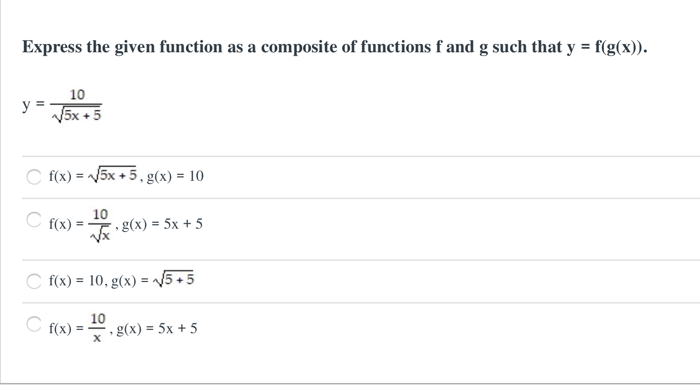 Solved Express The Given Function As A Composite Of