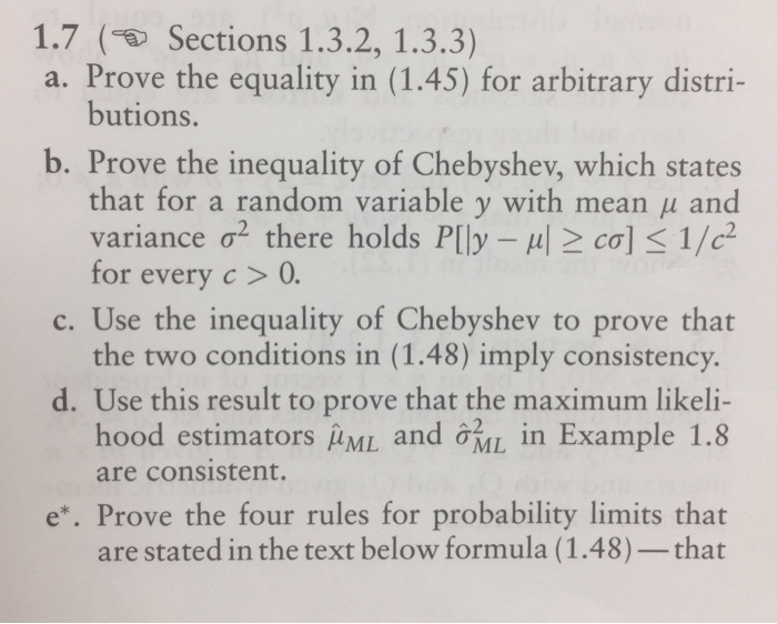 Solved 1.7 ( Sections 1.3.2, 1.3.3) A. Prove The Equality In | Chegg.com