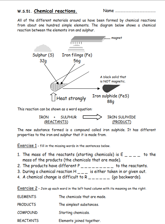 Solved W.5.51. Chemical reactions. Name .. All of the | Chegg.com