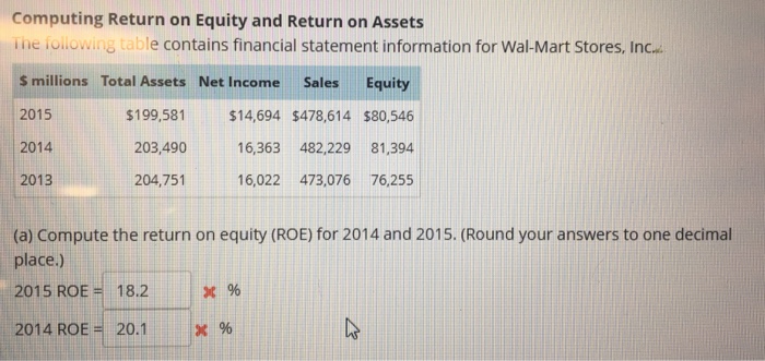 Solved Computing Return On Equity And Return On Assets The | Chegg.com