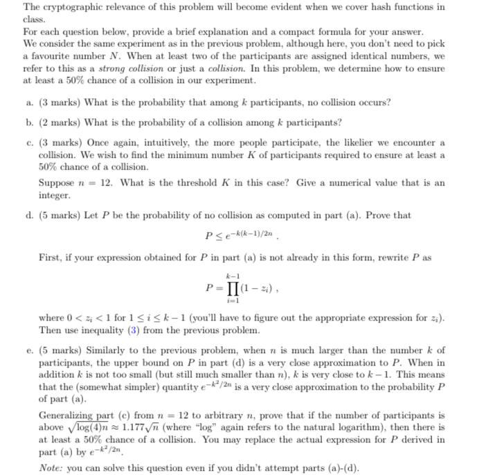 Solved The cryptographic relevance of this problem will | Chegg.com