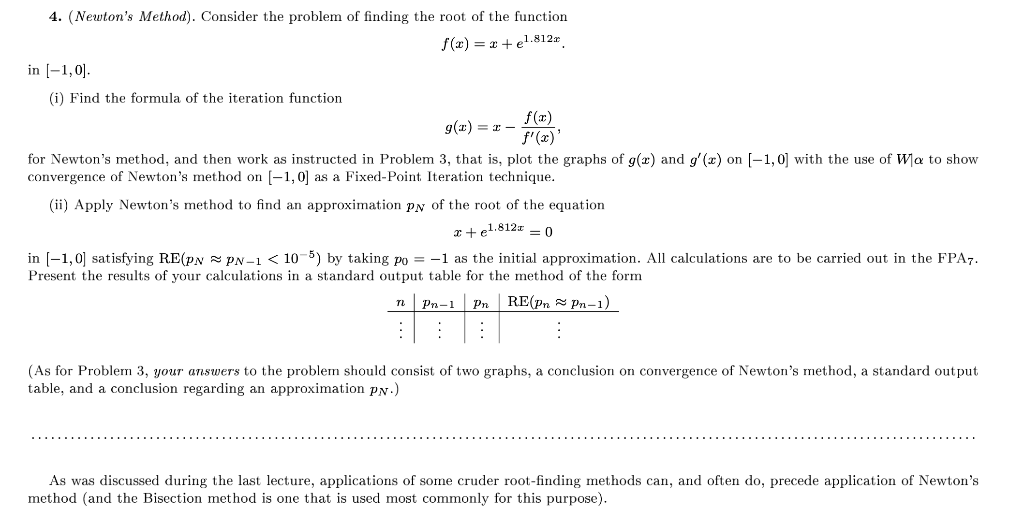 Solved 4. (Newton's Method). Consider the problem of finding | Chegg.com