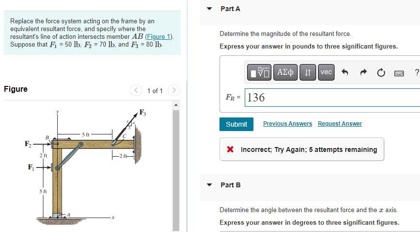 Solved Replace The Force System Acting On The Frame By An | Chegg.com