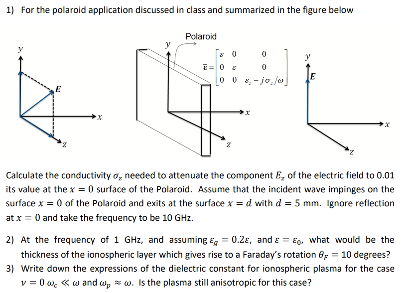 Solved 1) For The Polaroid Application Discussed In Class | Chegg.com