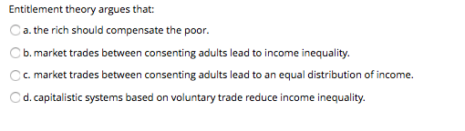 Solved Entitlement theory argues that a. the rich should