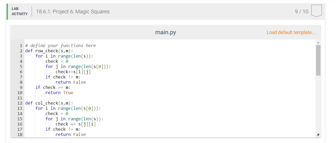 Solved 18.6 Project 6: Magic Squares Summary A magic square | Chegg.com