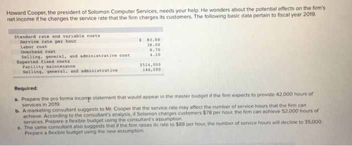 Solved Howard Cooper, the president of Solomon Computer | Chegg.com
